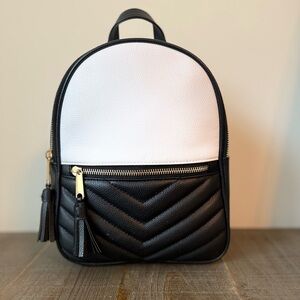 Claire's Black and White Color Block Mini Backpack